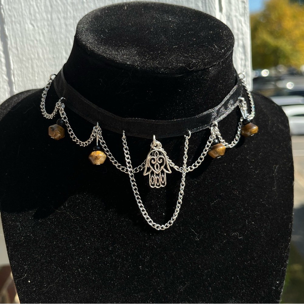 Tigers Eye Black Choker